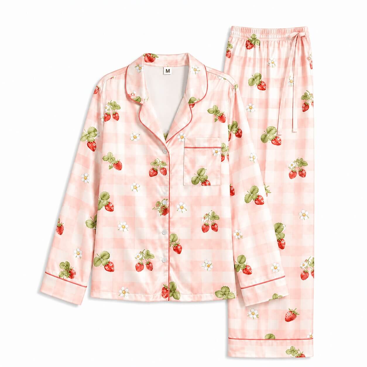 Women's Strawberry Garden Satin Pajama Set