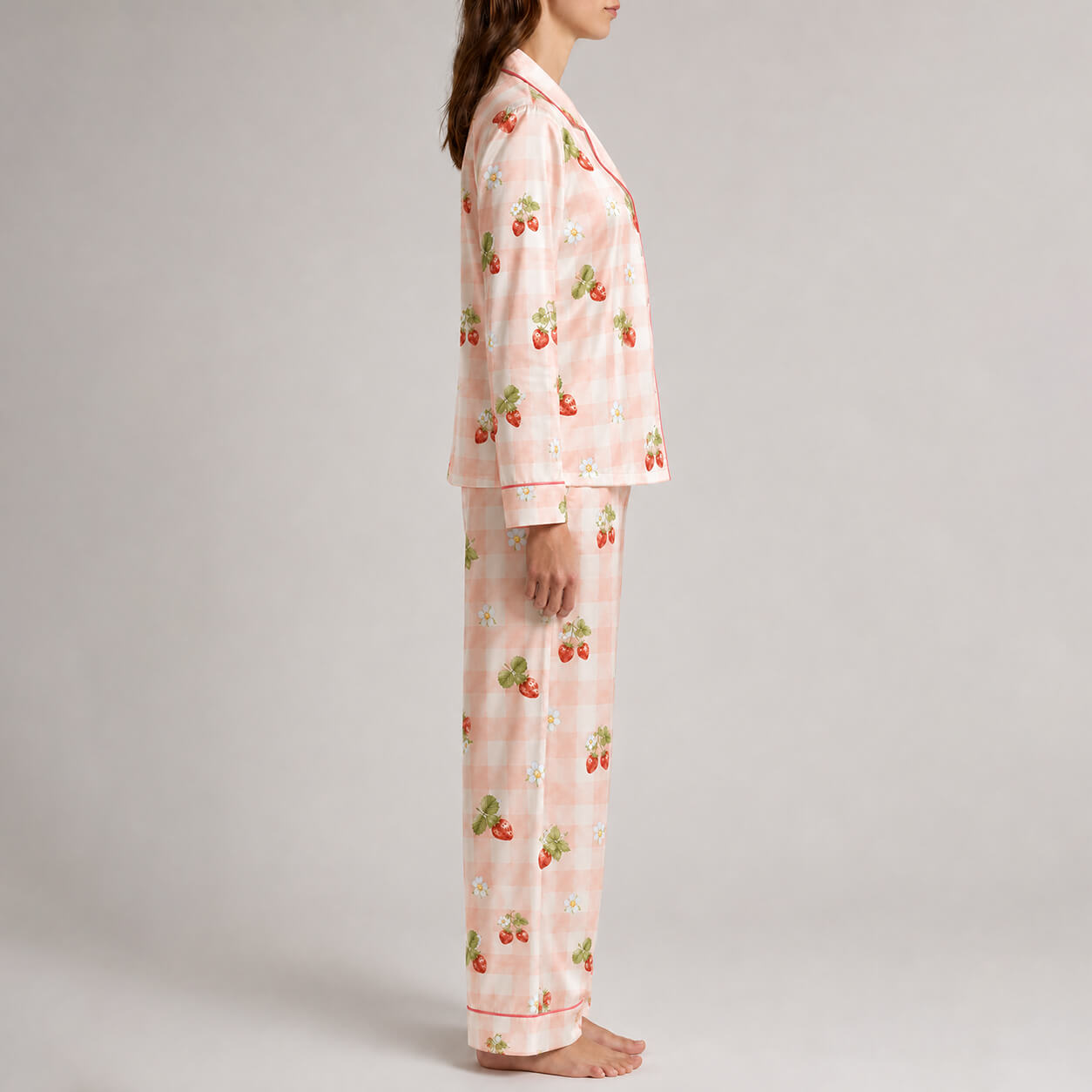 Women's Strawberry Garden Satin Pajama Set