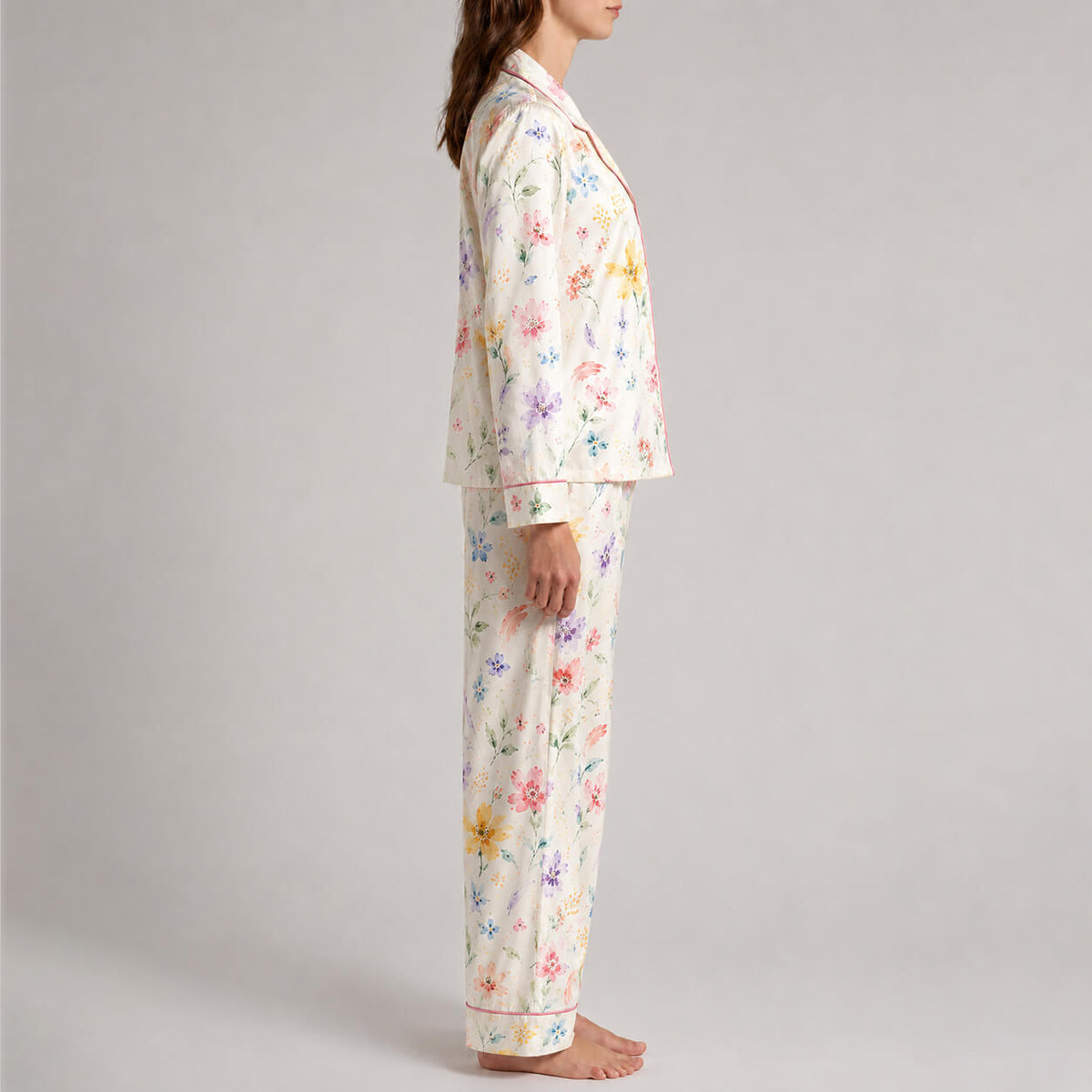 Women's Watercolor Floral Satin Pajama Set