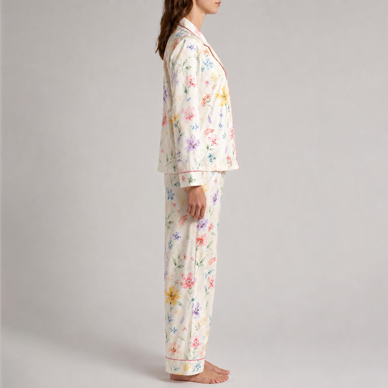 Women's Watercolor Floral Satin Pajama Set