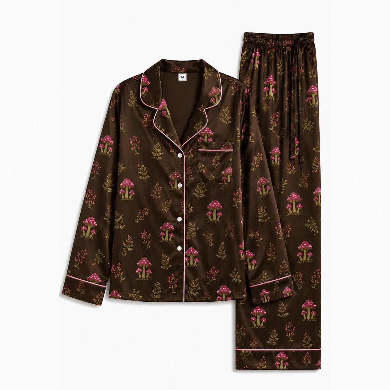 Women's Woodland Toadstool Satin Pajama Set