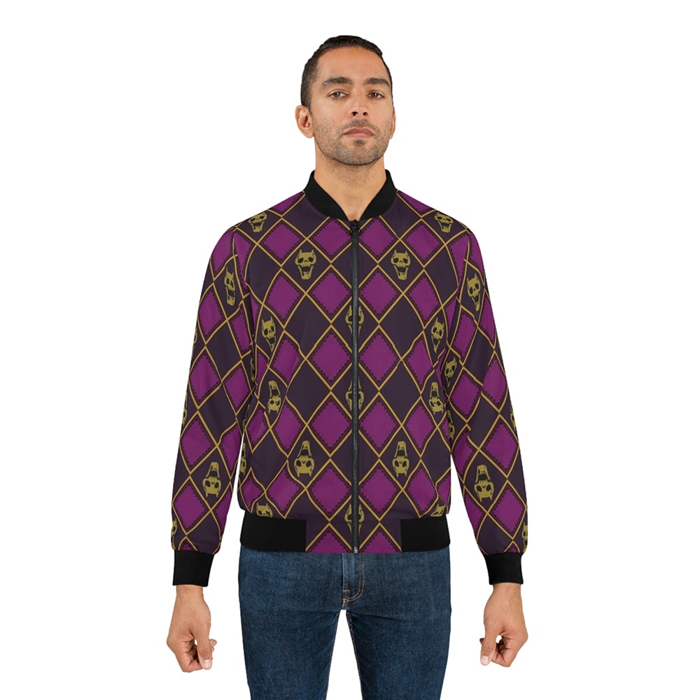 Killer Queen Diamond Pattern Bomber Jacket