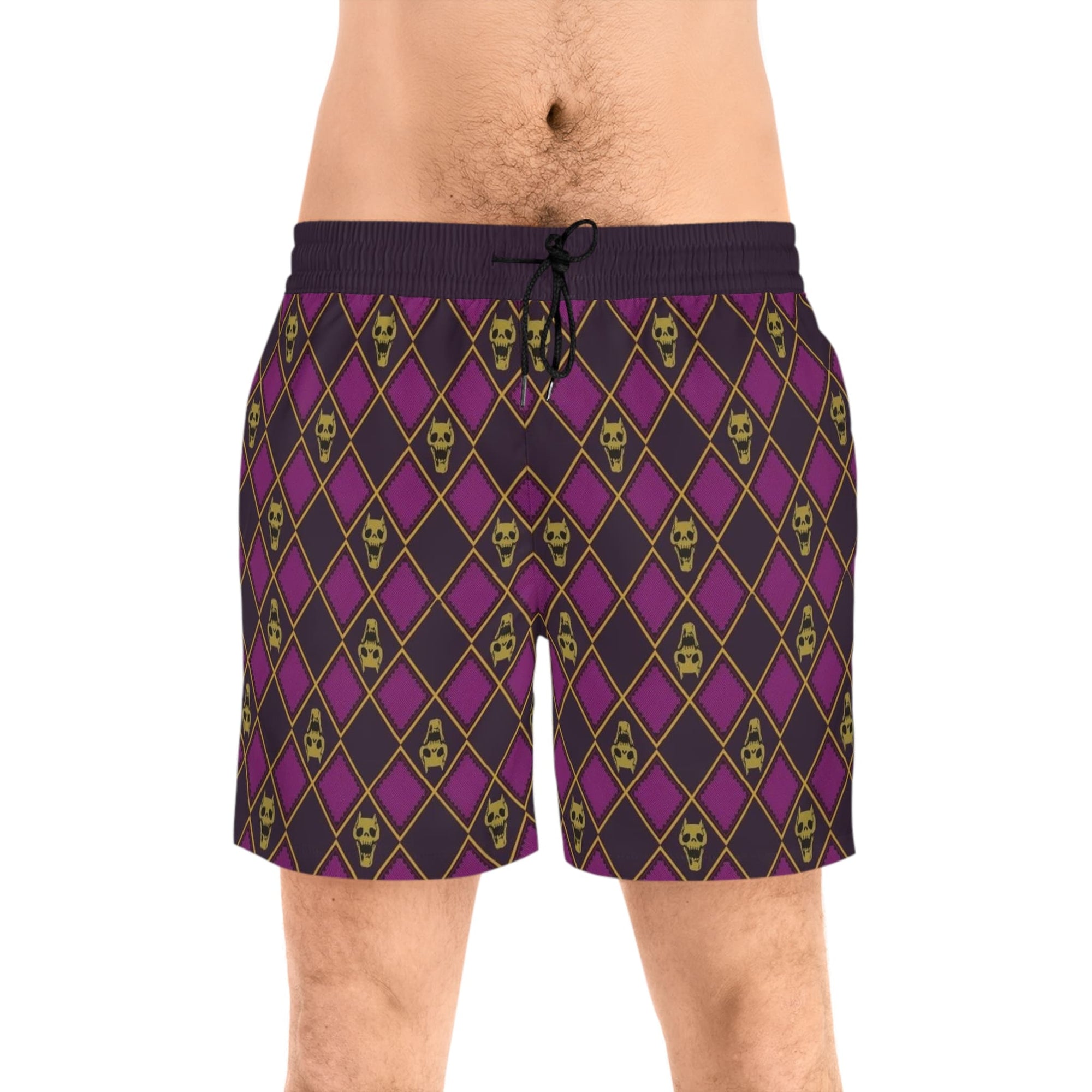 Killer Queen Diamond Pattern Skull Swim Shorts