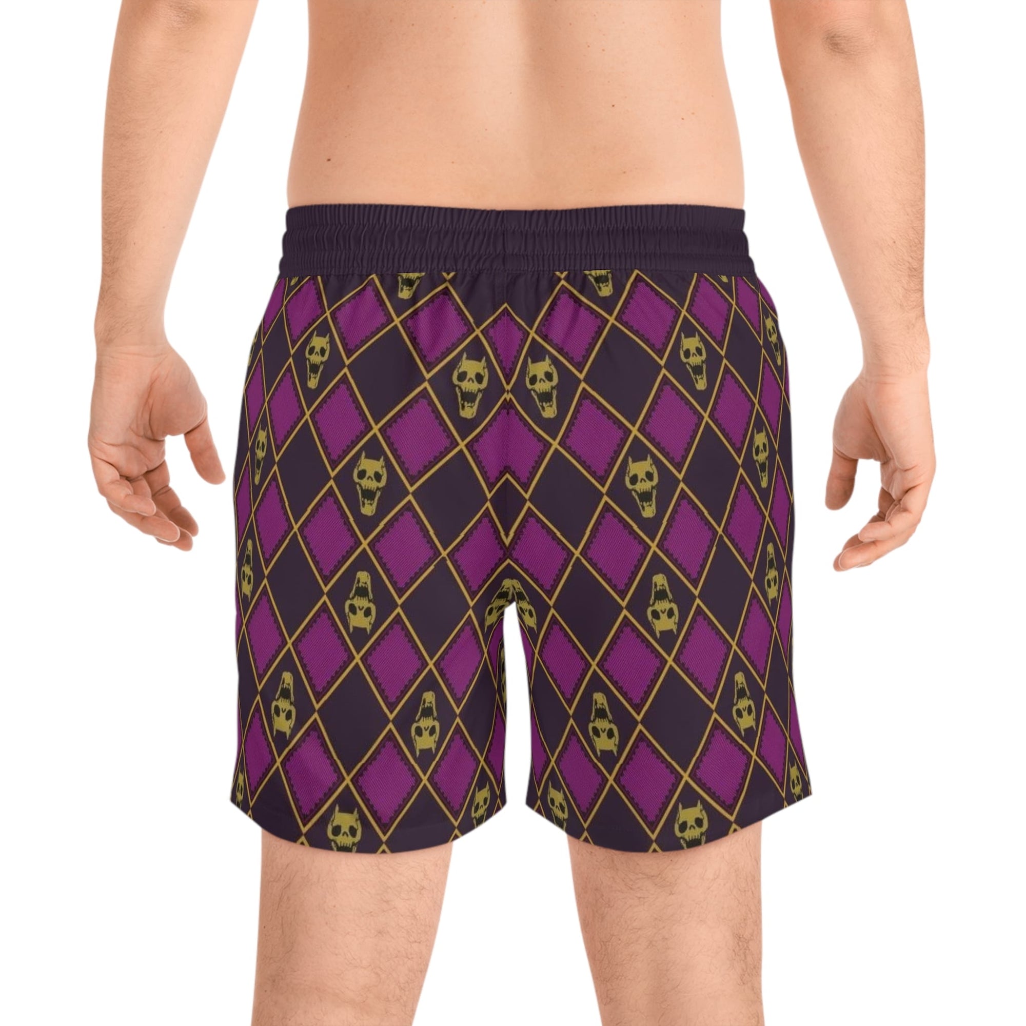 Killer Queen Diamond Pattern Skull Swim Shorts