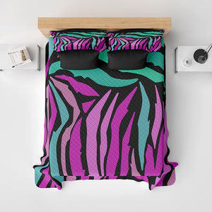 Zebra Colorfused Abstract Pattern Quilt Bedding