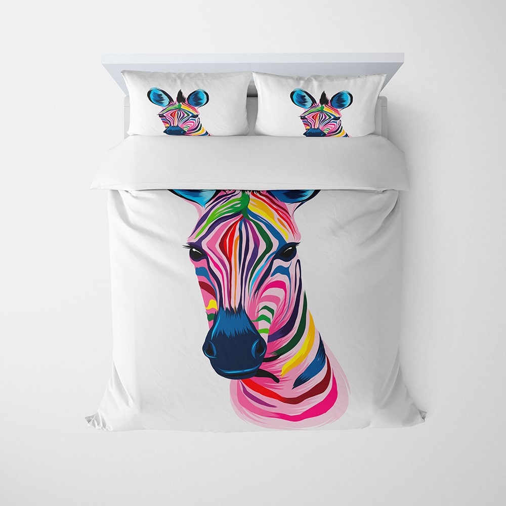 Zebra Multi-color Art Fusion Comforter Bedding