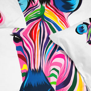 Zebra Multi-color Art Fusion Duvet Cover Bedding