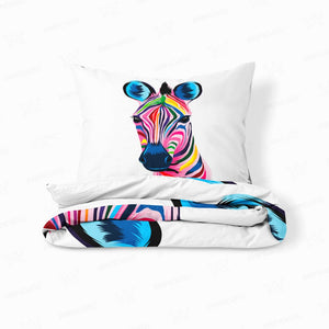 Zebra Multi-color Art Fusion Comforter Bedding