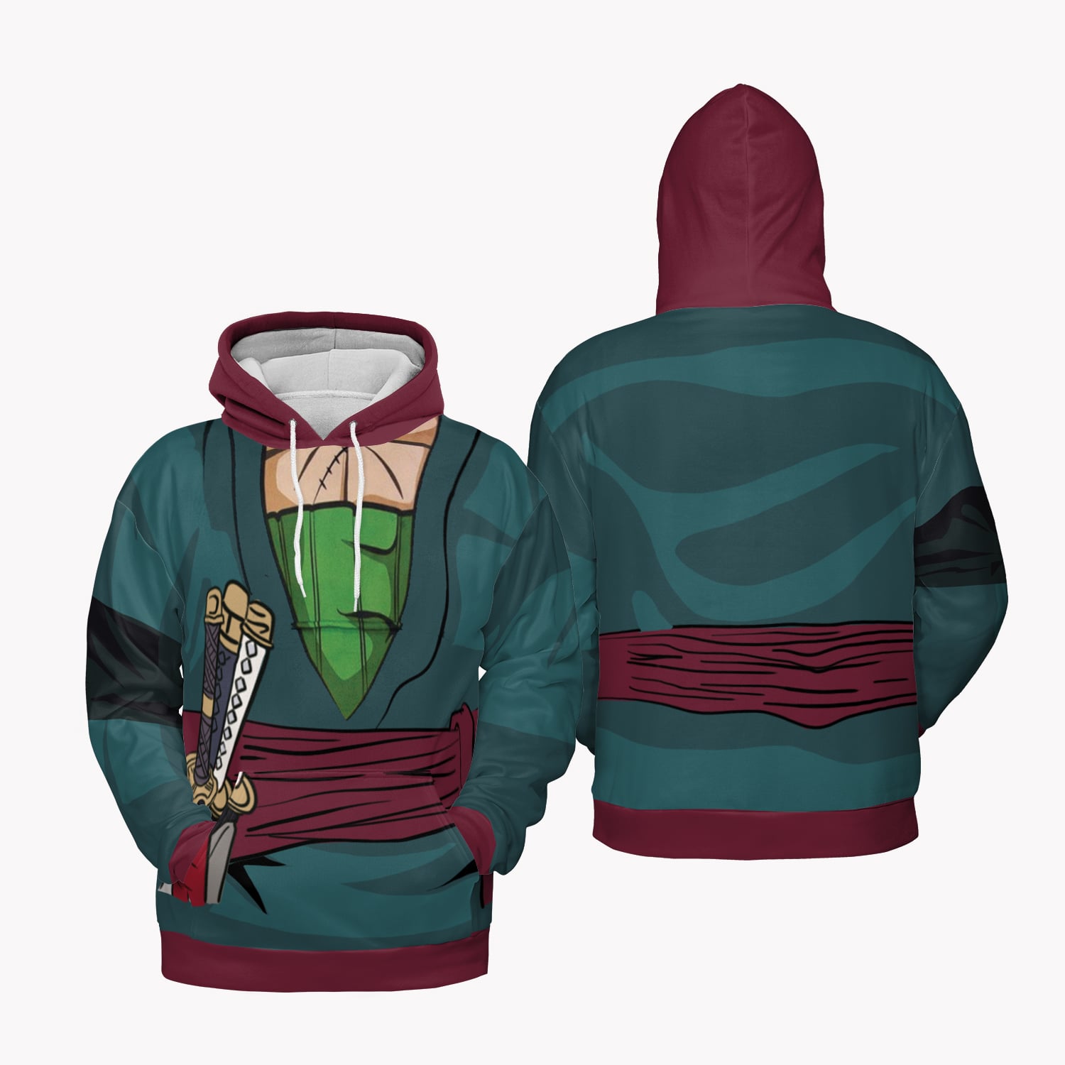 Zoro Wano OP Pattern Pullover Hoodie