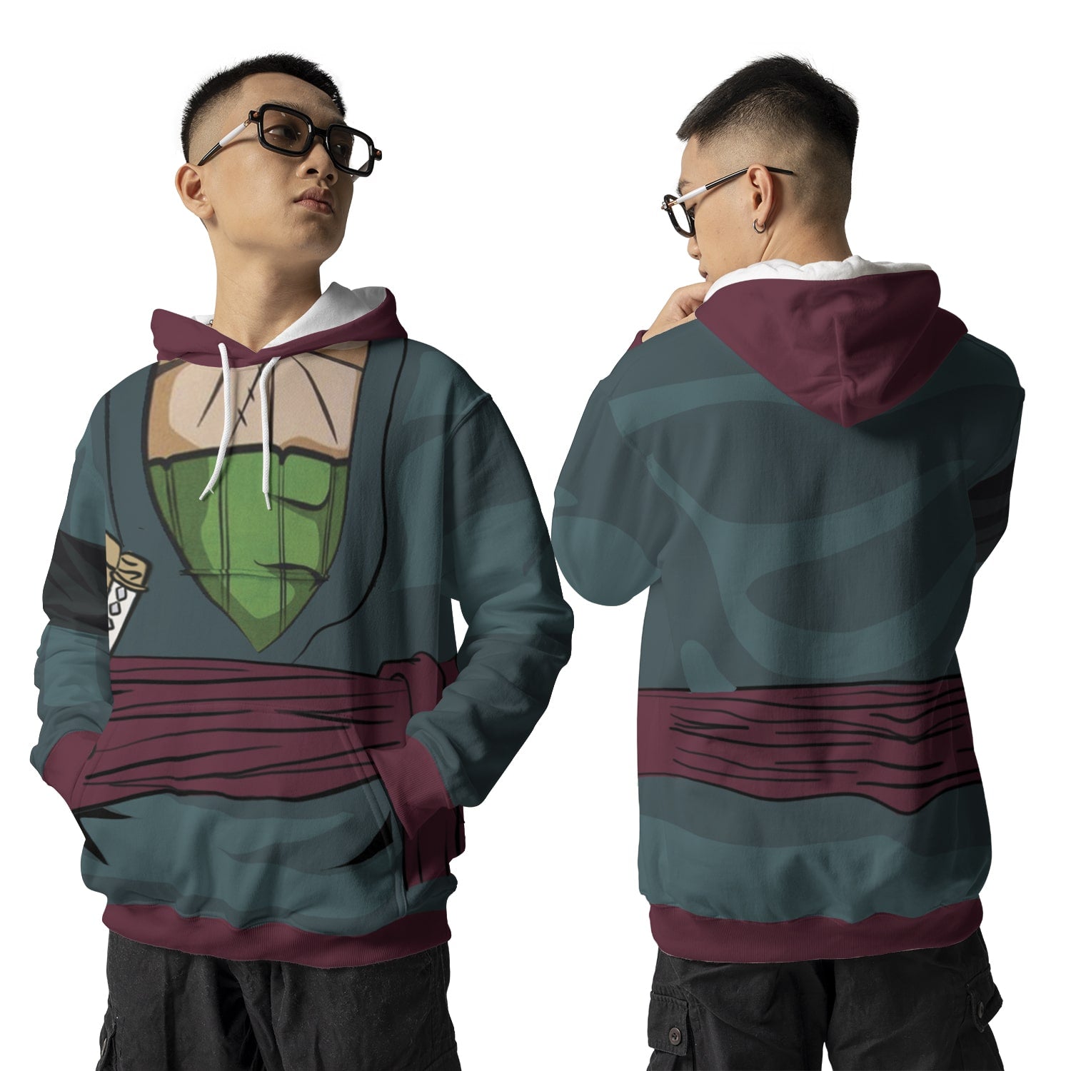 Zoro Wano OP Pattern Pullover Hoodie