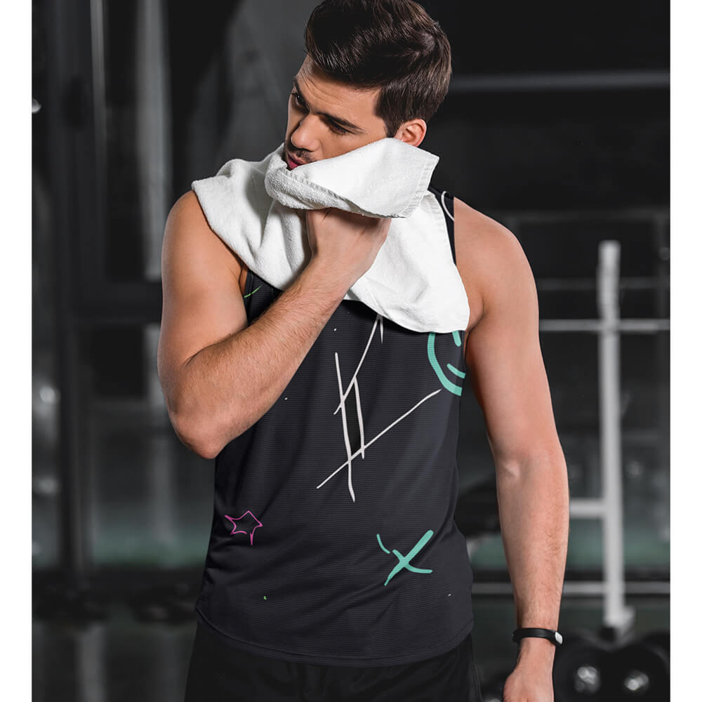 Jinx Was Here Gafitti Design Dark Blue Tank Top