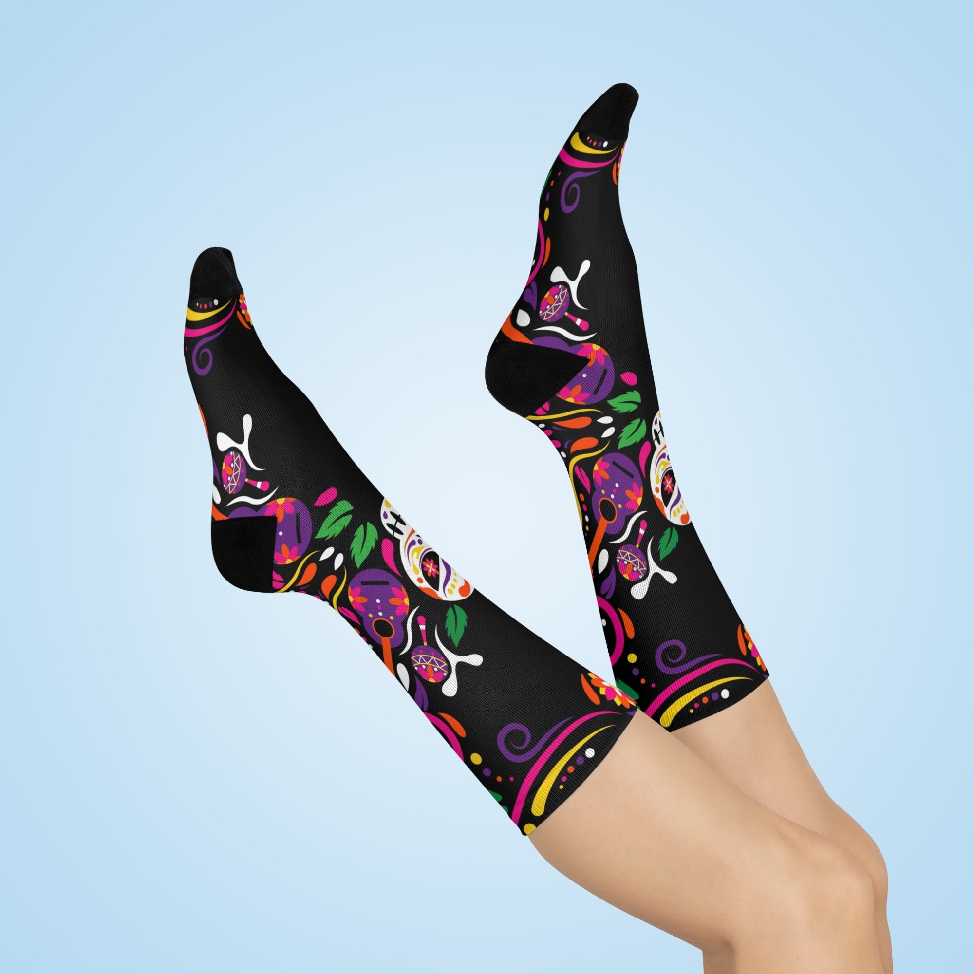 Dia De Muertos Mexican Ethnic Pattern Halloween Socks