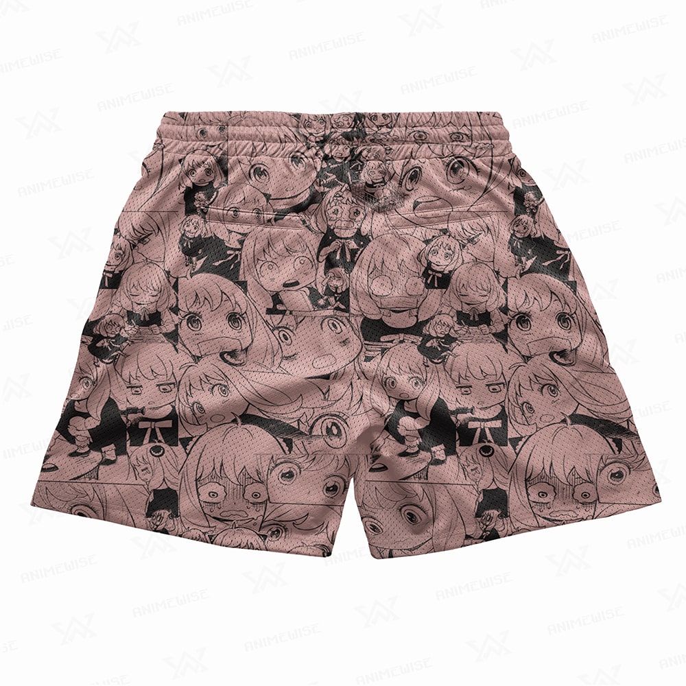 Kawaii Anime Girls Faces All Over Brushed Mesh shorts
