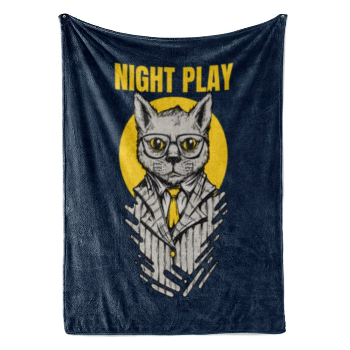Cat Boss Night Play Premium Brushed Blanket