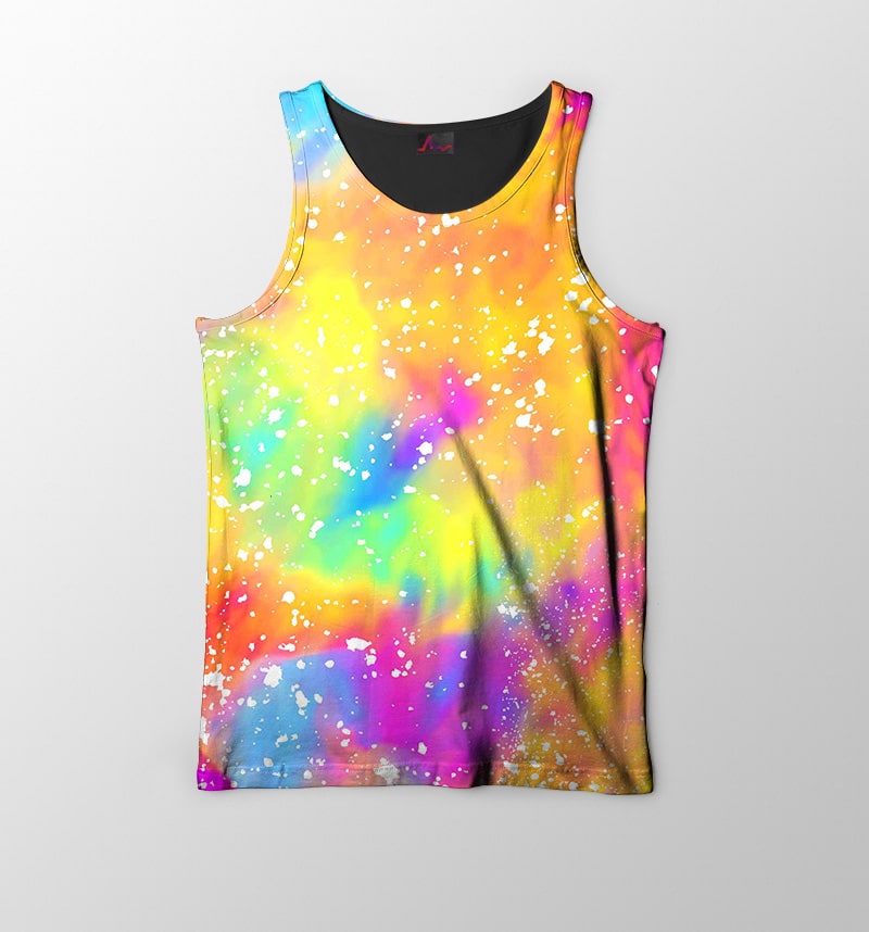 Rainbow Color splatter Fusion Ti Dye Style Tank Top