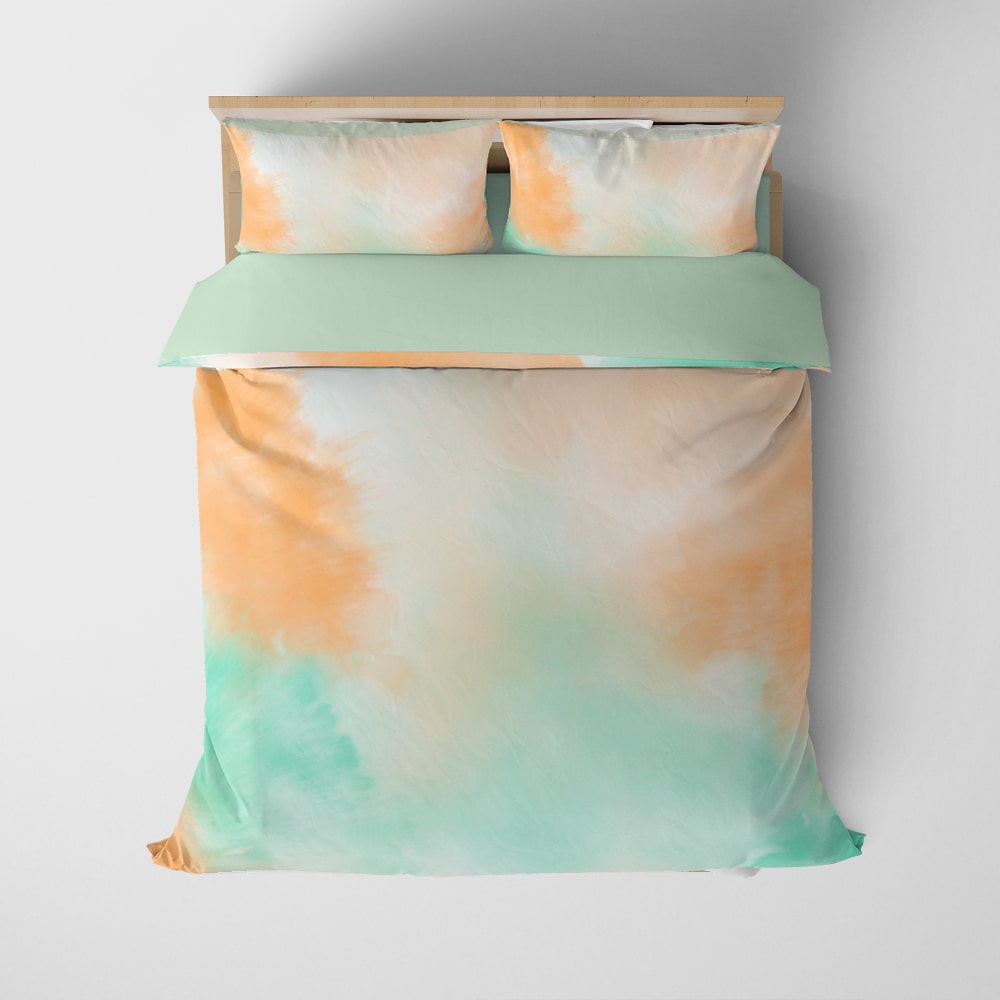 Comforter Set - Tie-Dye Peach Green  All Over Brushed