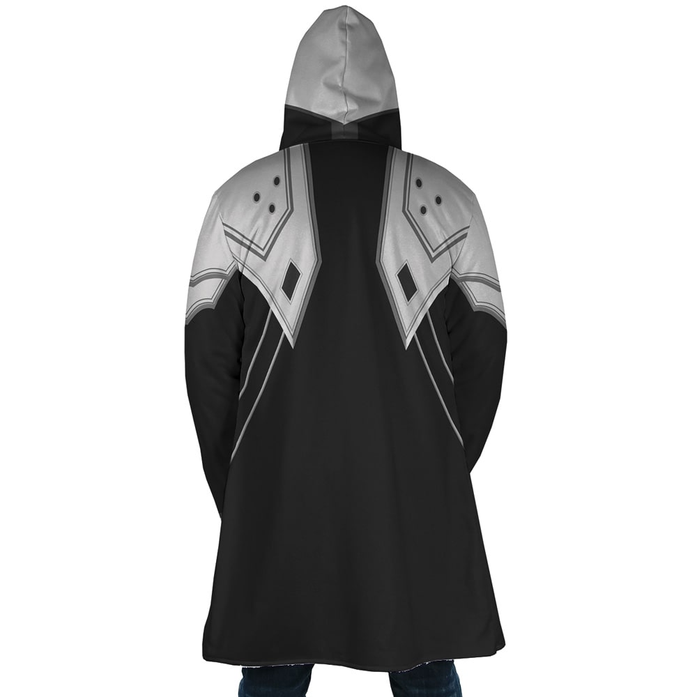 Fantasy VII Antagonist Pattern Fleece Hooded Cloak Coat