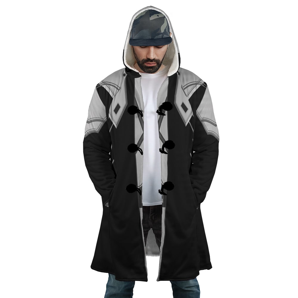 Fantasy VII Antagonist Pattern Fleece Hooded Cloak Coat