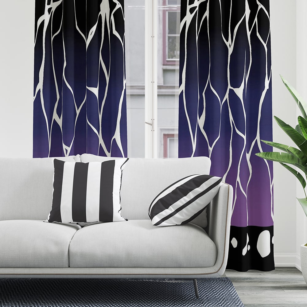 Insect Pillar Dark Pattern Blackout Window Curtains