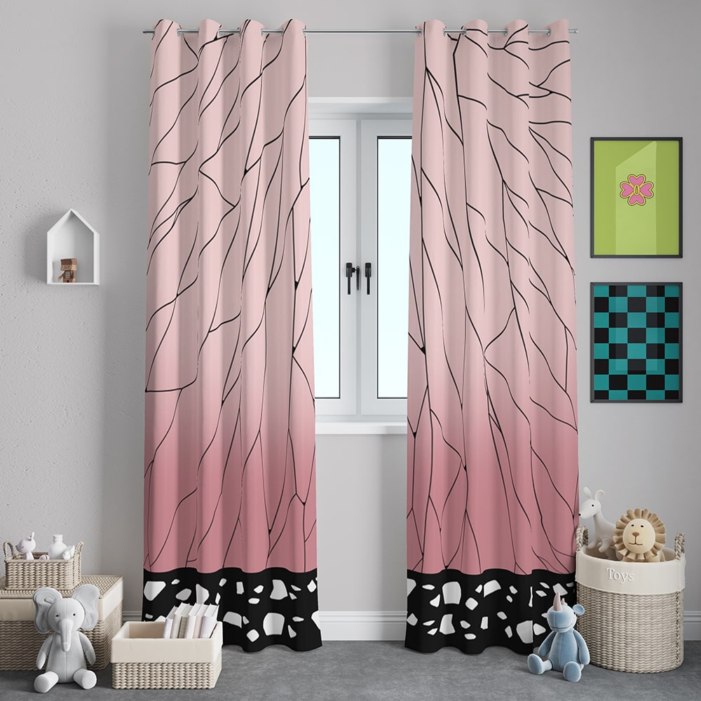 Insect Pillar Demon Slaying Pattern Blackout Window Curtains