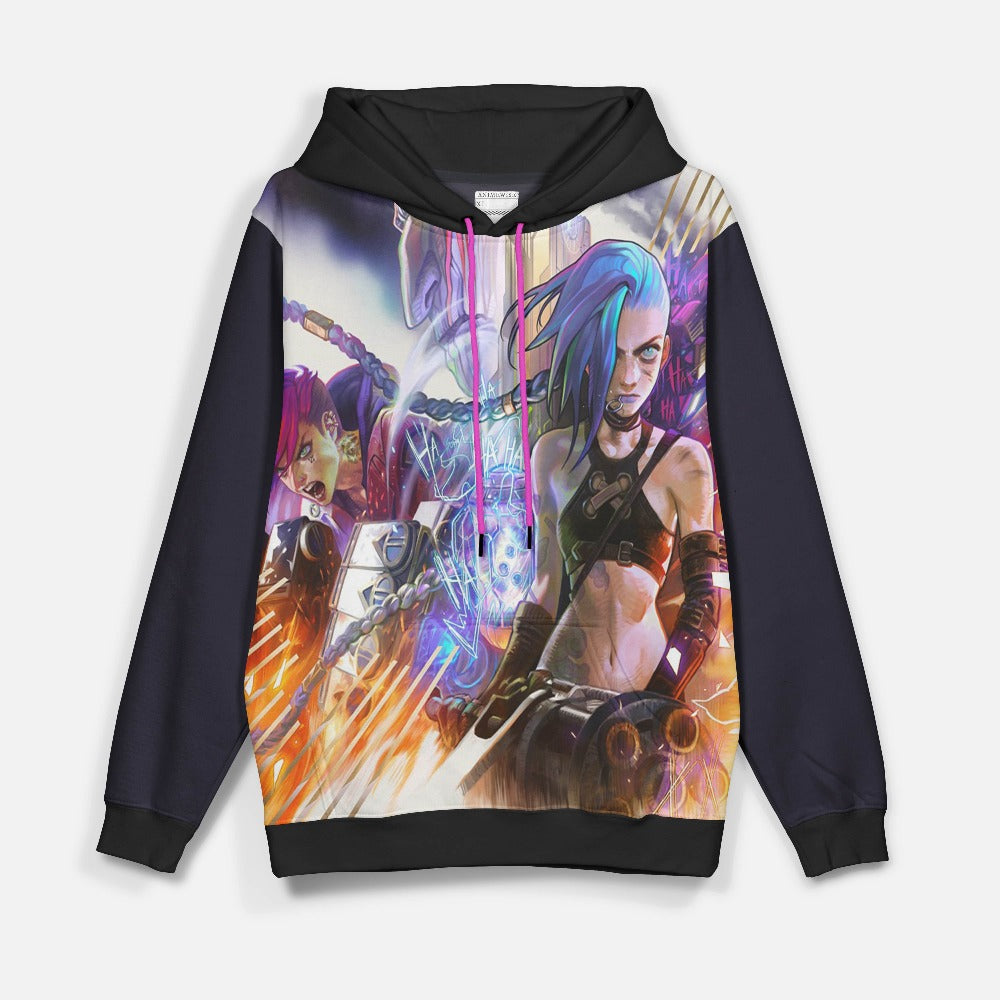 Jinx VI Arcane Brushed LOL Pullover Hoodie