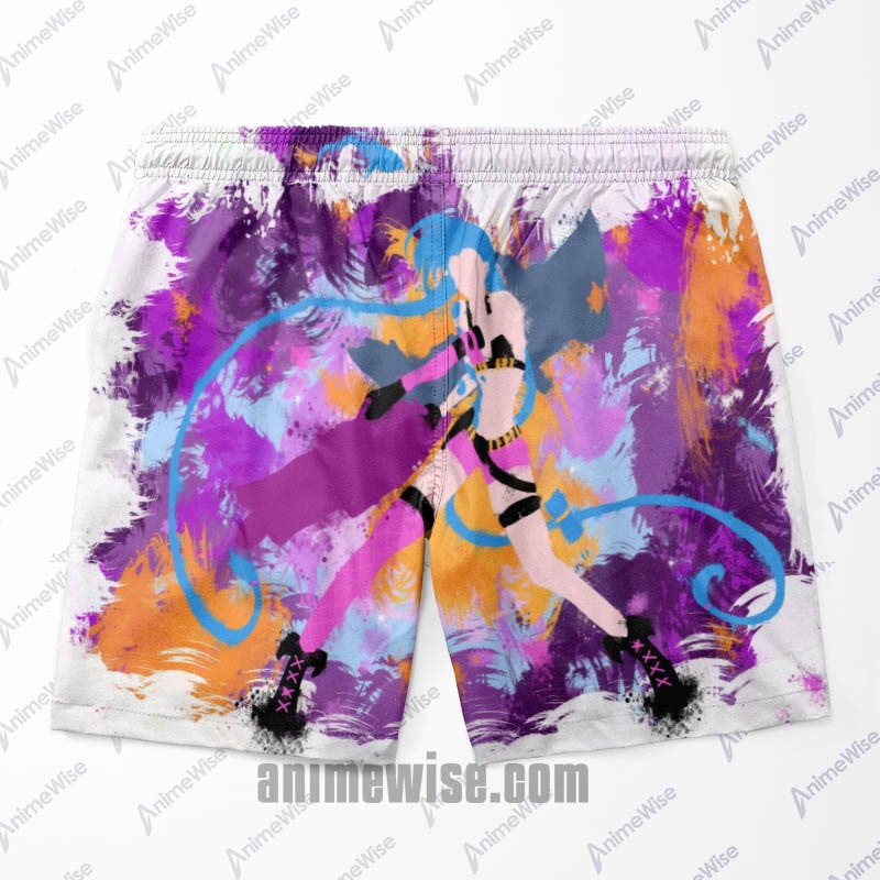 Jinx LOL Abstract Brushed Arcane Shorts