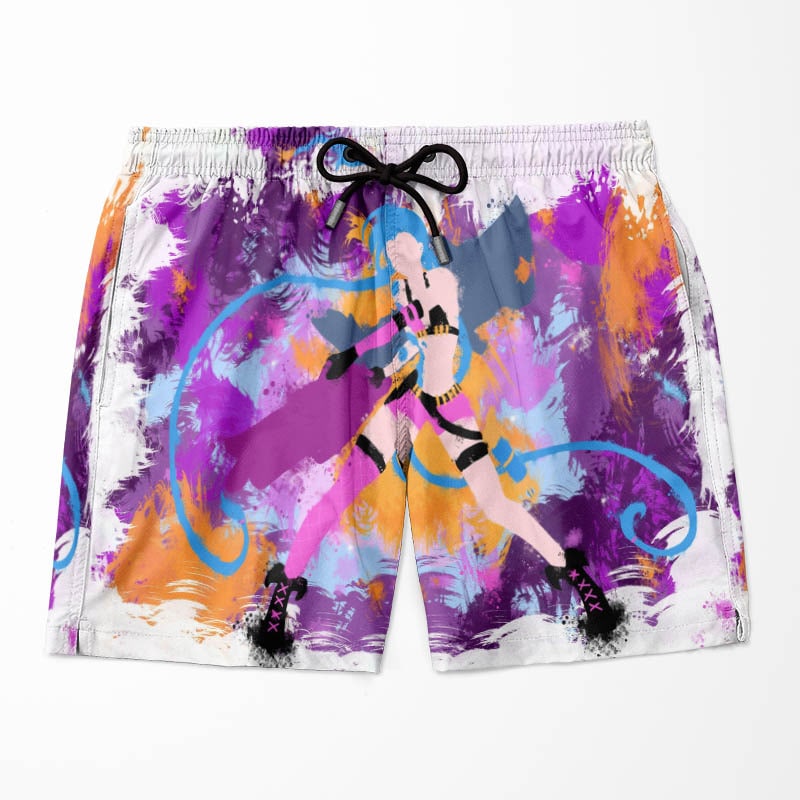 Jinx LOL Abstract Brushed Arcane Shorts