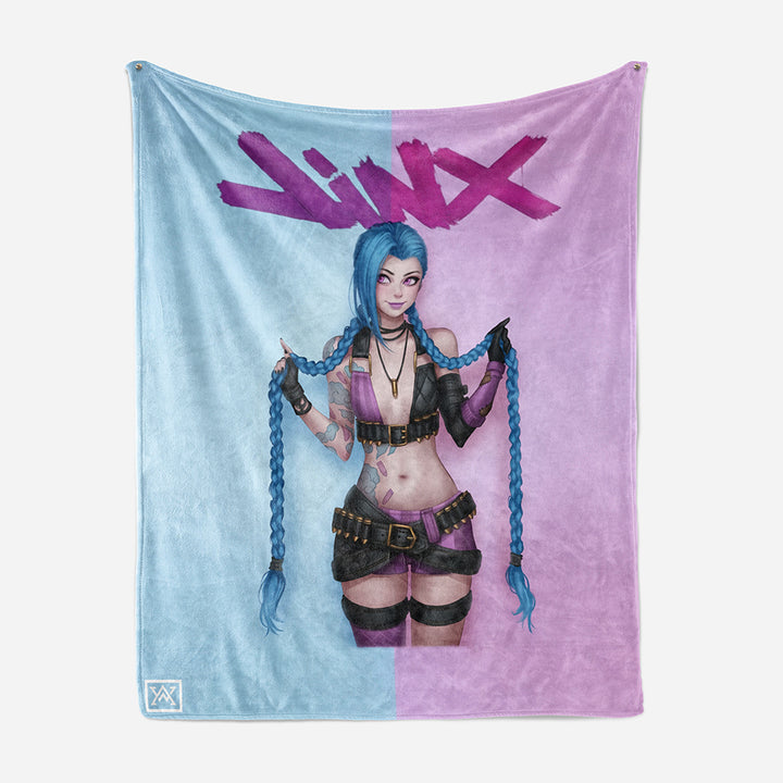 Jinx Emblem Crossover LOL Arcane Blanket