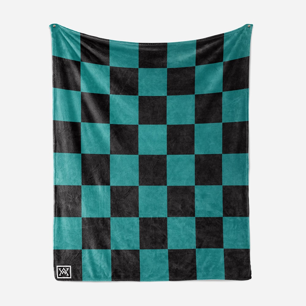 Demon Slaying Corp Check Pattern Fleece Throw Blanket