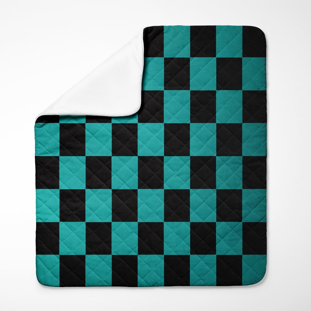 Demon Slaying Check Pattern Bedspread Quilt Set