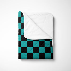kimetsu na Classic Green Check Bedspread Quilt Set