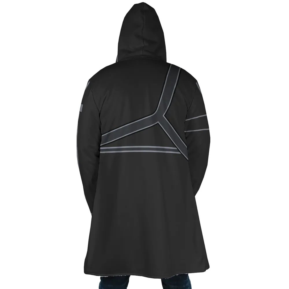 Kirito Hooded Fleece Coat - SAO Minimalist Design Windbreak Cloak