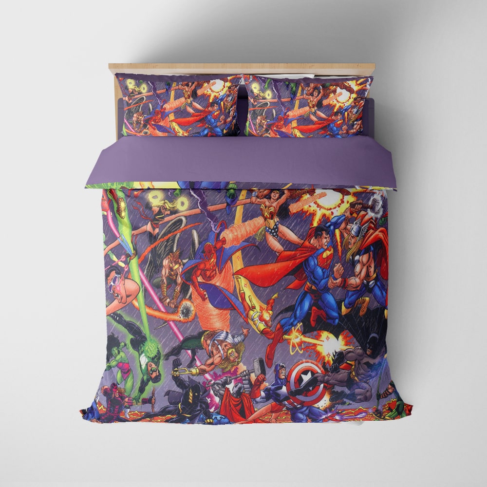 All Comic Heroes Fight Comforter Set