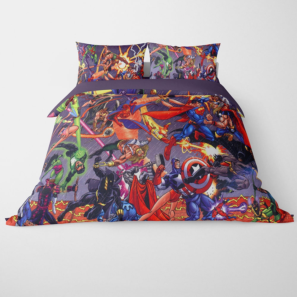 All Comic Heroes Fight Duvet Cover set