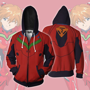 Genesis Unit-02 Classic Asuka Pattern Zipper Evangelion Hoodie