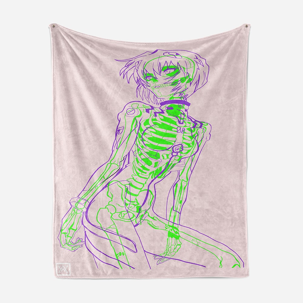 Rei Ayanami Skeliton Neon Genesis Fleece Throw Blanket