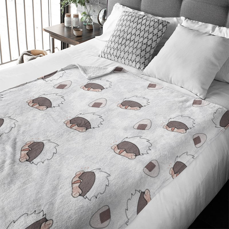 Gojo Faces All Over Brushed JJK Plush Fleece Blanket