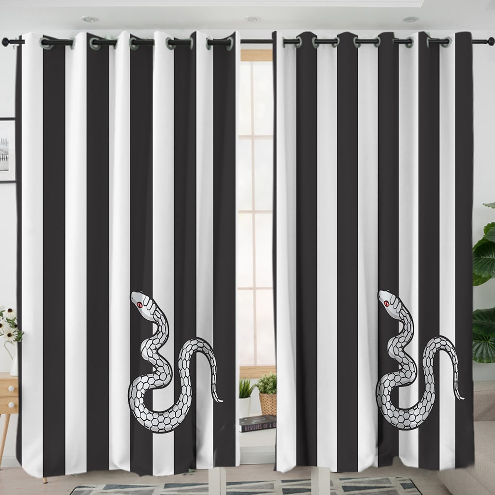 Snake Pillar Classic Stripe Pattern Blackout Window Curtains