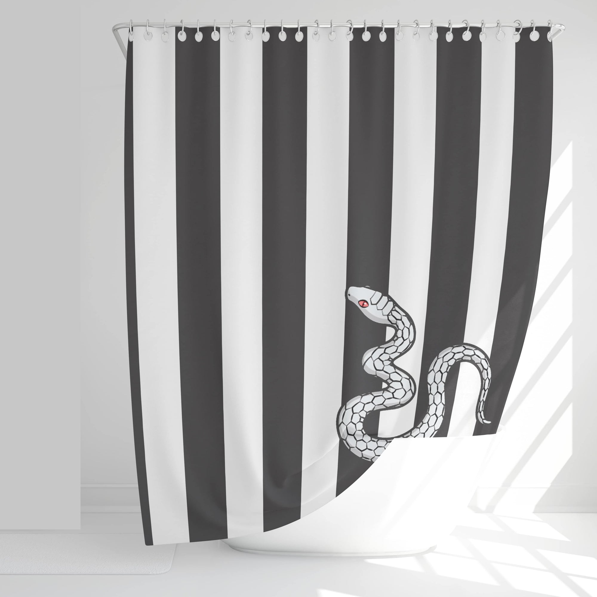 Snake Pillar Classic Stripe Slayers Pattern Shower Curtains