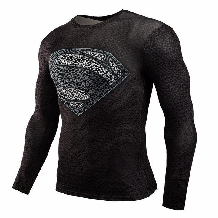 Superman Black & Grey 3D Printed Superman Long Sleeve Shirt
