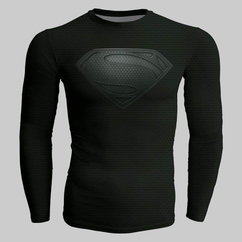 Superman Pure Black 3D Printed Superman Long Sleeve Shirt