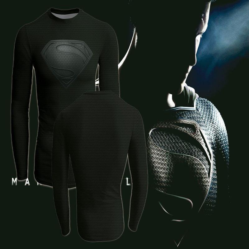 Superman Pure Black 3D Printed Superman Long Sleeve Shirt
