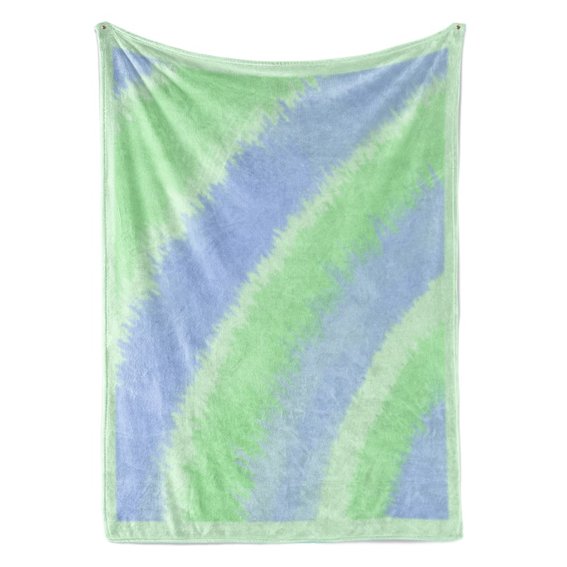 Tie-Dye Green Blue Waves Fusion Plush Fleece Blanket