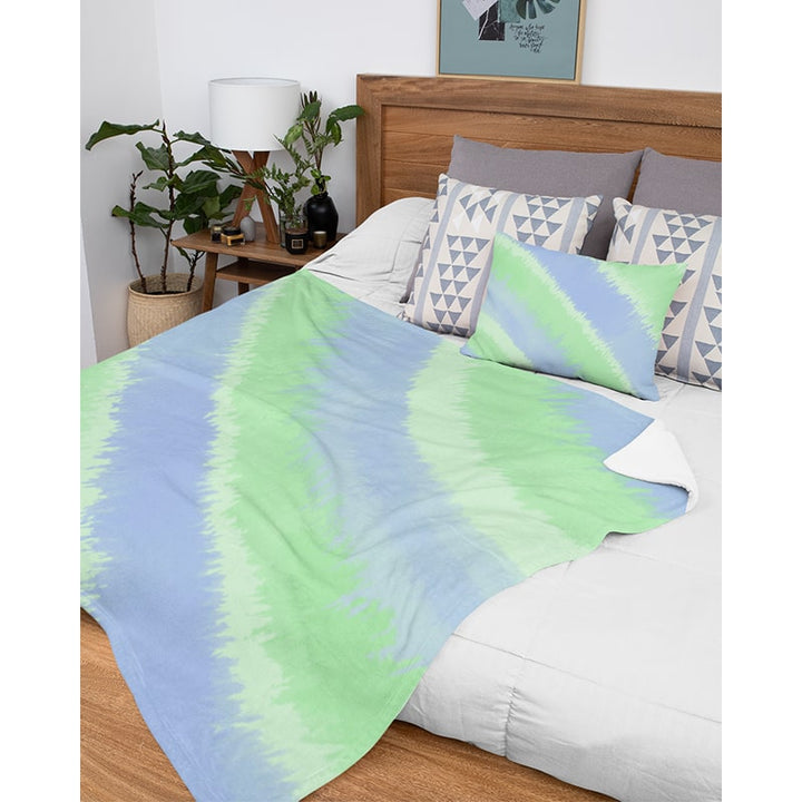 Tie-Dye Green Blue Waves Fusion Plush Fleece Blanket