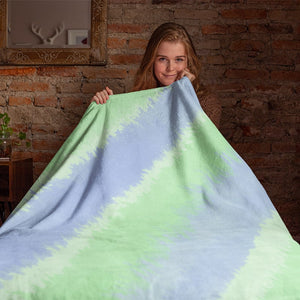 Tie-Dye Green Blue Waves Fusion Plush Fleece Blanket