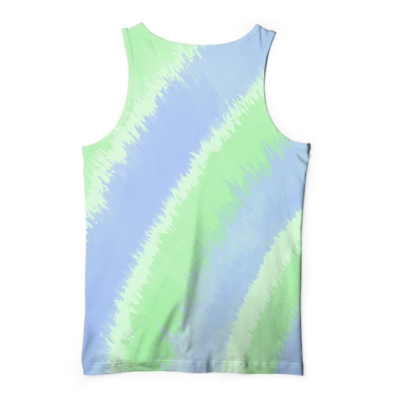 Tie-Dye Green Blue Waves Fusion Curved Hem Tank Top