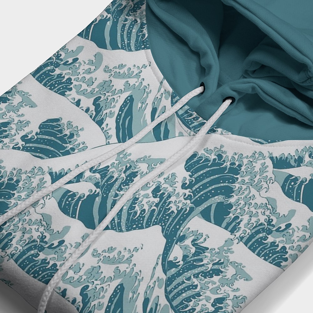 Waves of Kangava Premium Brushed Pattern Pullover Hoodie