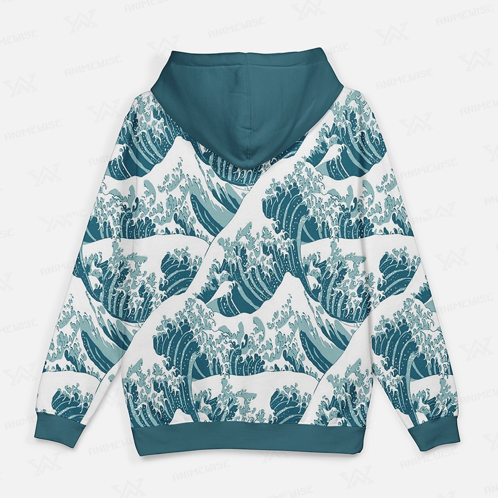 Waves of Kangava Premium Brushed Pattern Pullover Hoodie